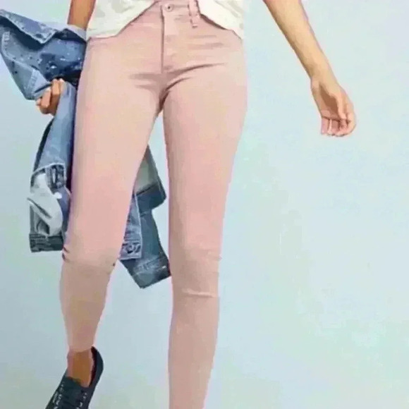 AG Adriano Goldschmied The Abbey Sateen Mid-Rise Skinny Ankle Jeans Pink Size 27 - Picture 2 of 14